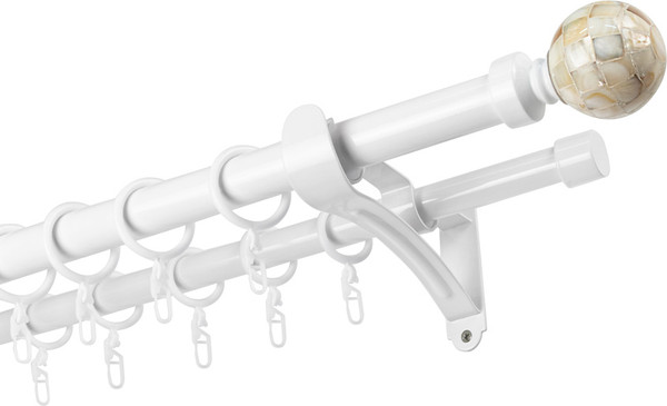 Изображение товара Карниз для штор Sundays Home Волна Шар Перламутр 25мм+19мм двухрядный (белый глянец, 3.6м)