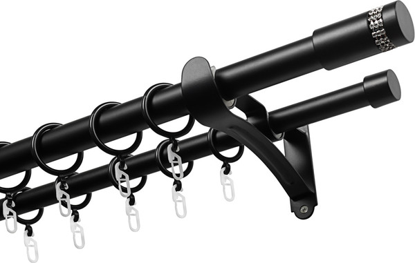 Изображение товара Карниз для штор Sundays Home Волна Имидж 25мм+19мм двухрядный (черный матовый, 1.8м)