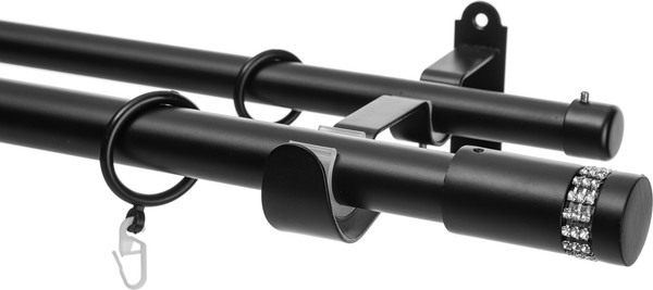 Изображение товара Карниз для штор Sundays Home Волна Имидж 25мм+19мм двухрядный (черный матовый, 1.8м)