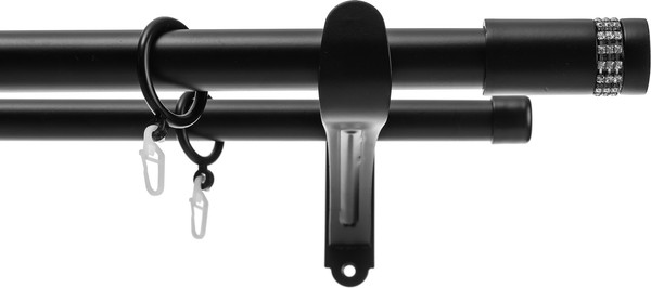 Изображение товара Карниз для штор Sundays Home Волна Имидж 25мм+19мм двухрядный (черный матовый, 1.8м)