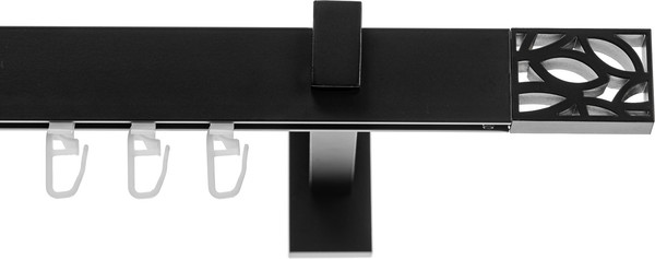 Изображение товара Карниз для штор Sundays Home Флэт Лайн Грид одинарный (черный матовый, 3м)