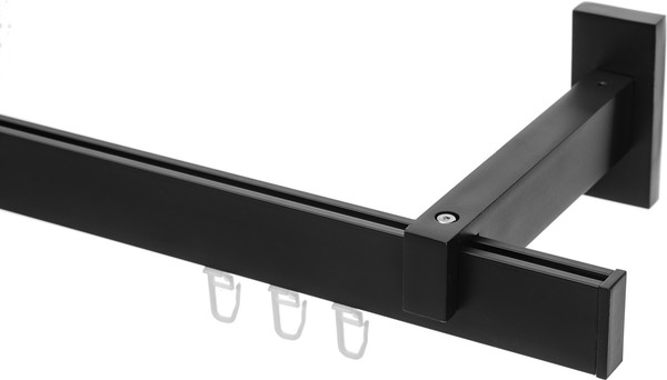 Изображение товара Карниз для штор Sundays Home Флэт Лайн Изи одинарный (заглушка, черный матовый, 1.6м)