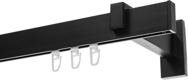 Изображение товара Карниз для штор Sundays Home Флэт Лайн Изи одинарный (заглушка, черный матовый, 1.6м)