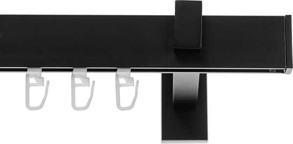 Изображение товара Карниз для штор Sundays Home Флэт Лайн Изи одинарный (заглушка, черный матовый, 1.6м)