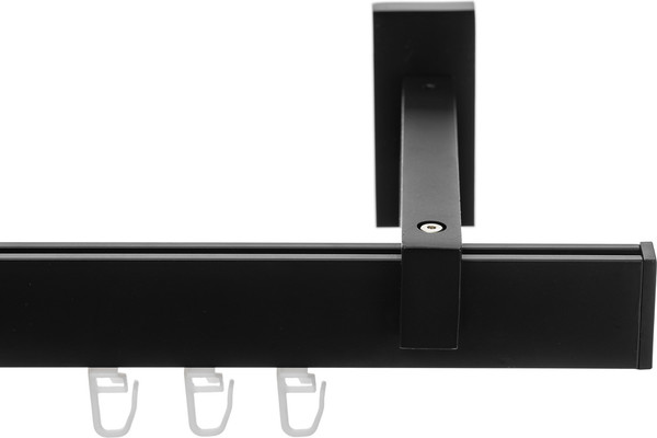 Изображение товара Карниз для штор Sundays Home Флэт Лайн Изи одинарный (заглушка, черный матовый, 2.4м)