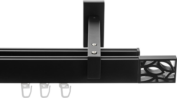 Изображение товара Карниз для штор Sundays Home Флэт Лайн Грид двойной (черный матовый, 2.4м)