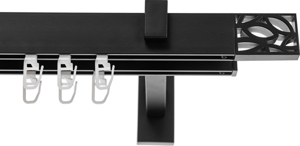 Изображение товара Карниз для штор Sundays Home Флэт Лайн Грид двойной (черный матовый, 2.4м)