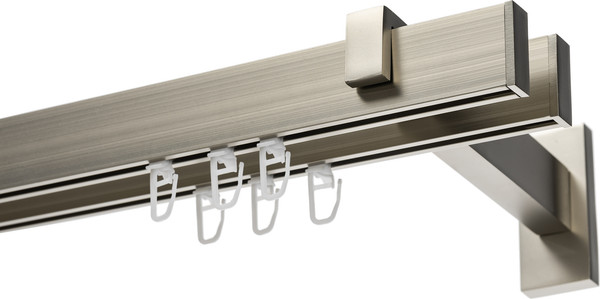 Изображение товара Карниз для штор Sundays Home Флэт Лайн Изи двойной (заглушка, черный матовый, 1.6м)