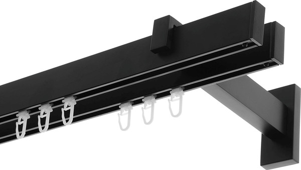 Изображение товара Карниз для штор Sundays Home Флэт Лайн Изи двойной (заглушка, черный матовый, 2м)