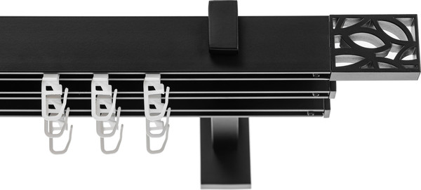 Изображение товара Карниз для штор Sundays Home Флэт Лайн Грид тройной (составной, черный матовый, 3.2м)