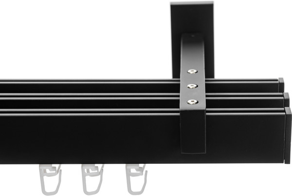 Изображение товара Карниз для штор Sundays Home Флэт Лайн Изи тройной (заглушка, черный матовый, 1.6м)