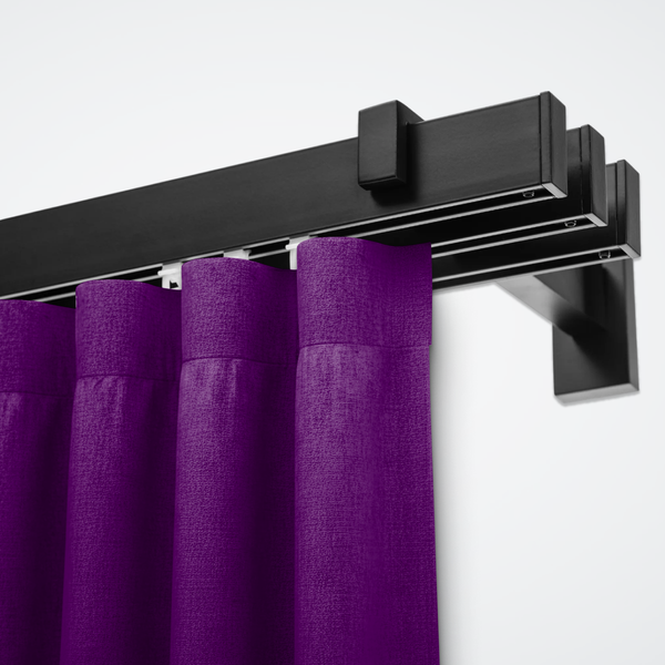 Изображение товара Карниз для штор Sundays Home Флэт Лайн Изи тройной (заглушка, черный матовый, 2м)
