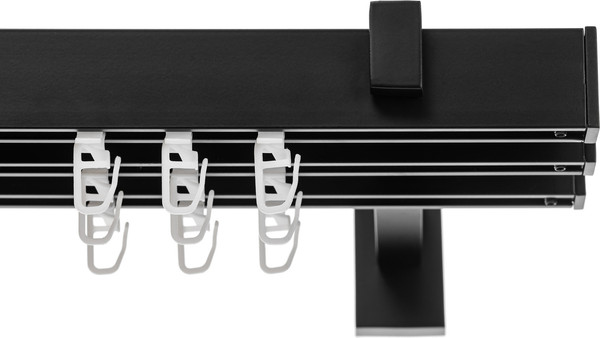 Изображение товара Карниз для штор Sundays Home Флэт Лайн Изи тройной (составной, заглушка, черный матовый, 3.2м)