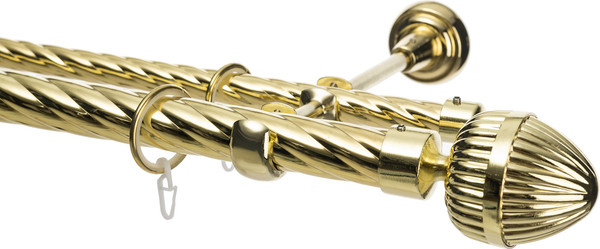 Изображение товара Карниз для штор Sundays Home Шайн Одеон 25мм+16мм двухрядный (золото, 3.2м)