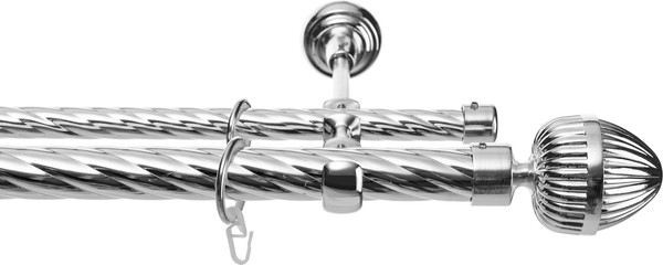 Изображение товара Карниз для штор Sundays Home Шайн Одеон 25мм+16мм двухрядный (хром, 4м)