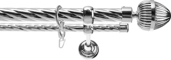 Изображение товара Карниз для штор Sundays Home Шайн Одеон 25мм+16мм двухрядный (хром, 4м)