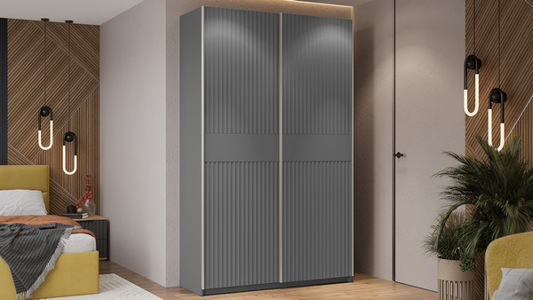 Изображение товара Шкаф-купе ТриЯ Оскар Тиффани Т2 1400 / 282727 (серебро/серый графит/графит матовый)