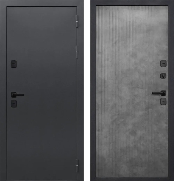 Изображение товара Входная дверь Гарда Isoterma букле графит/бетон лофт грей (86x205, правая)