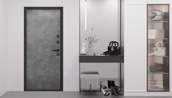 Изображение товара Входная дверь Гарда Isoterma букле графит/бетон лофт грей (86x205, правая)