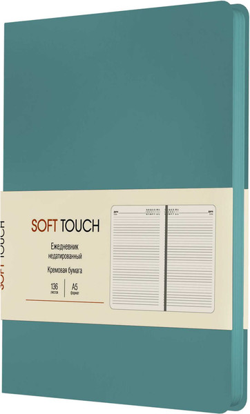 Изображение товара Ежедневник Listoff Soft Touch / ЕКСТ52613604 (136л, бирюзовый)