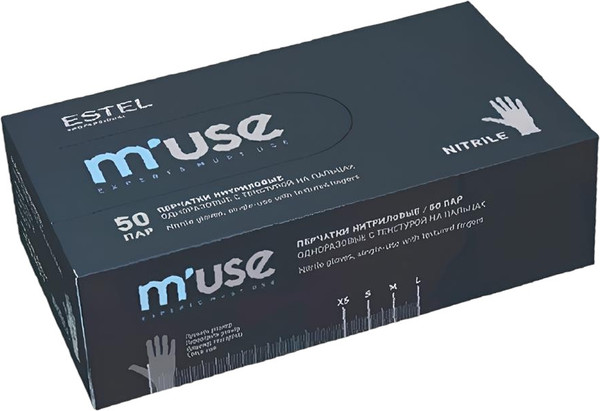 Изображение товара Перчатки парикмахерские Estel M'use нитриловые (XL, черный)