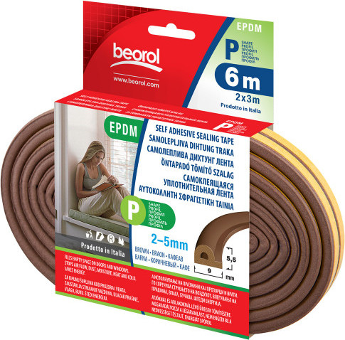 Изображение товара Лента уплотнительная Beorol Самоклеющаяся Р профиль (коричневый)