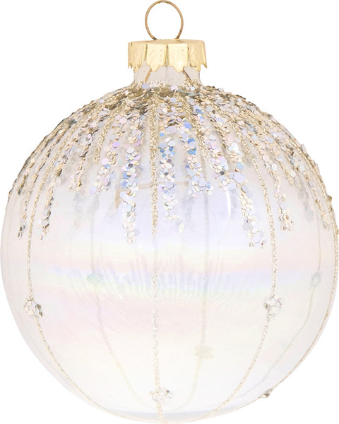 Изображение товара Шар новогодний Волшебная страна Иней / 108557 (прозрачный/золотой)