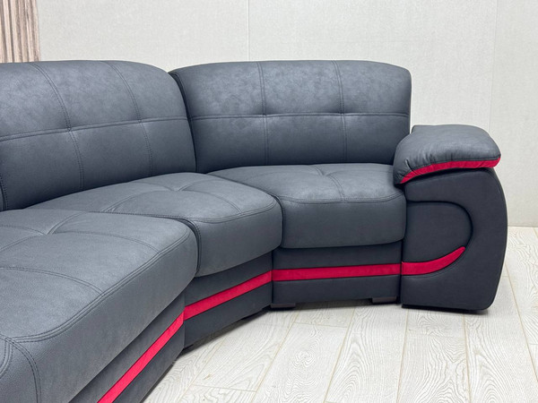 Изображение товара Диван угловой Петрамебель Браво правый (темно-серый тео блэк/красный тедди 644)