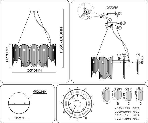 Изображение товара Люстра Ambrella LH31201/6 SN/SM (сатин никель/дымчатый)