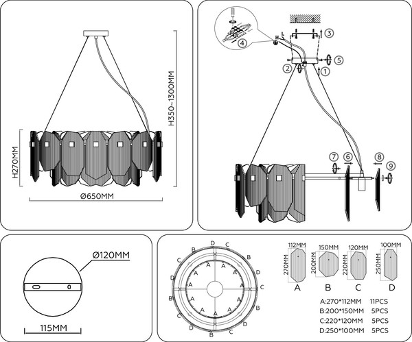 Изображение товара Люстра Ambrella LH31253/8 BS/CL (латунь/прозрачный)