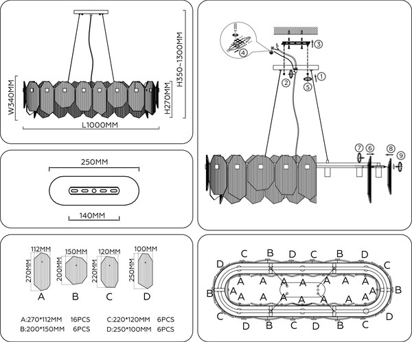 Изображение товара Люстра Ambrella LH31255/12 BS/CL (латунь/прозрачный)
