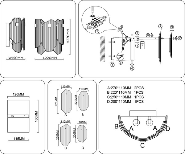 Изображение товара Бра Ambrella LH31257/2 BS/CL (латунь/прозрачный)