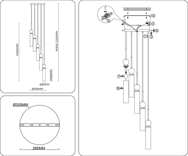 Изображение товара Люстра Ambrella LH53259/5 BS/FR (латунь/белый матовый)