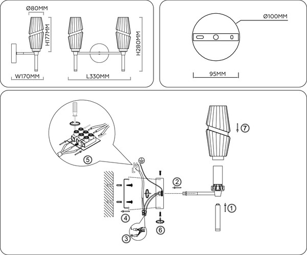 Изображение товара Бра Ambrella LH55206/2 BS/CL (латунь/прозрачный)