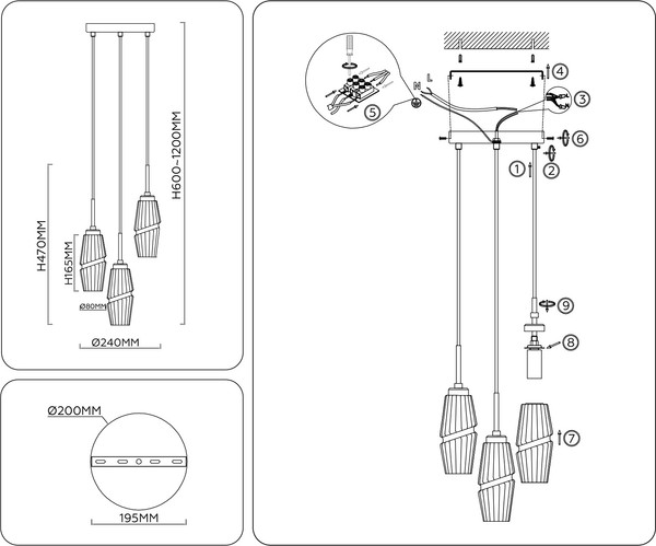 Изображение товара Люстра Ambrella LH55210/3 BS/CL (латунь/прозрачны)