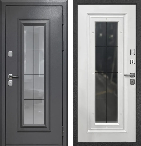 Изображение товара Входная дверь Гарда 9 Ковка стеклопакет букле графит/белый матовый (96x205, правая)