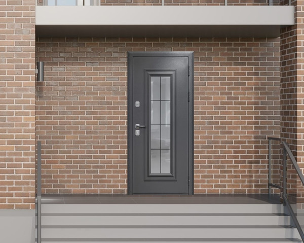 Изображение товара Входная дверь Гарда 9 Ковка стеклопакет букле графит/белый матовый (96x205, левая)