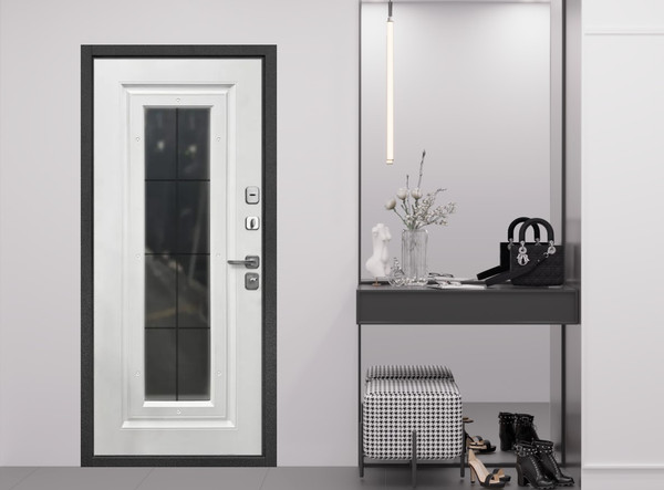 Изображение товара Входная дверь Гарда 9 Ковка стеклопакет букле графит/белый матовый (96x205, левая)