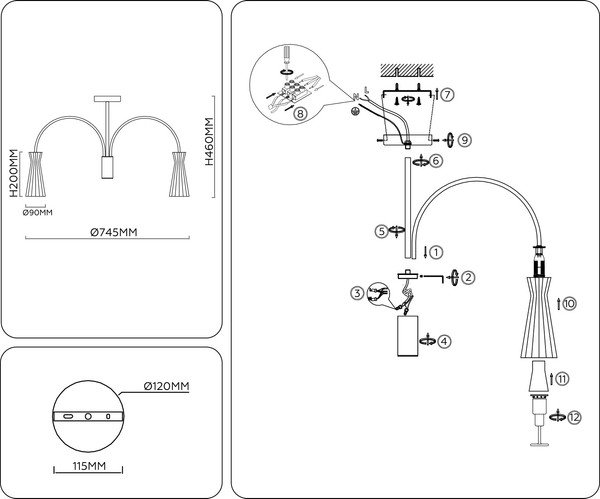 Изображение товара Люстра Ambrella LH55703/7 BS/CL (латунь/прозрачный)