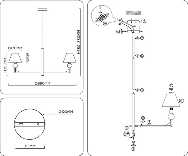 Изображение товара Люстра Ambrella LH75162/7 BS/FR (латунь/белый матовый)