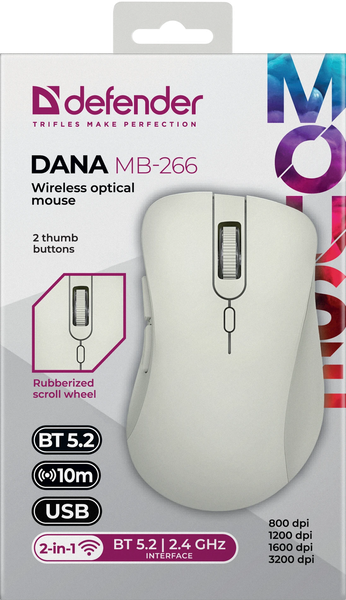 Изображение товара Мышь Defender Dana MB-266 / 52266 (белый/серый)