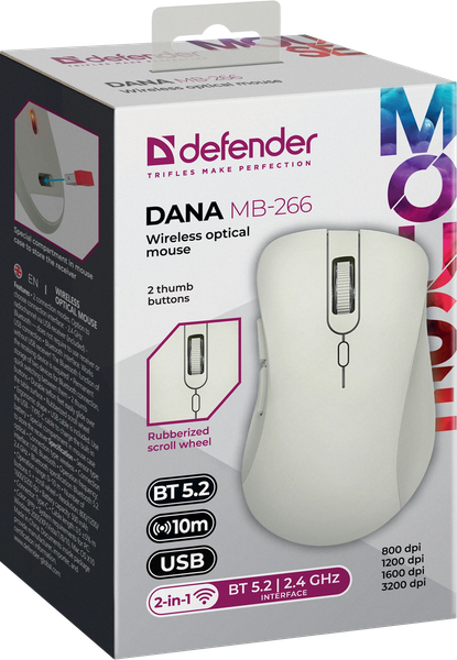 Изображение товара Мышь Defender Dana MB-266 / 52266 (белый/серый)