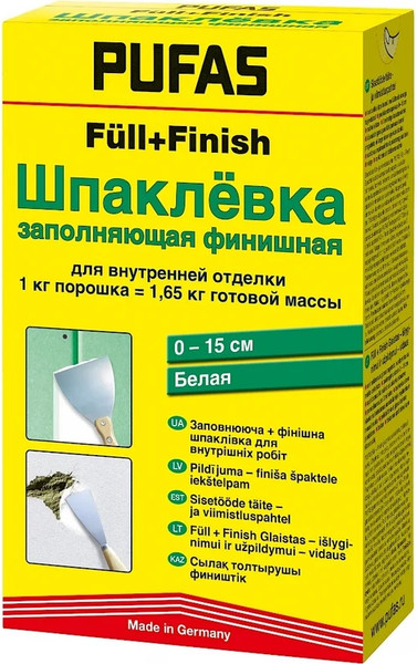 Изображение товара Шпатлевка Pufas Full+Finish заполняющая финишная (1кг)