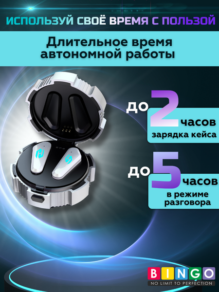 Изображение товара Беспроводные наушники Bingo VT-G10 (серебристый)