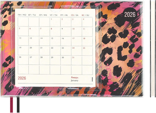 Изображение товара Еженедельник Escalada Леопард 2026 / 70349 (64л, розовый)