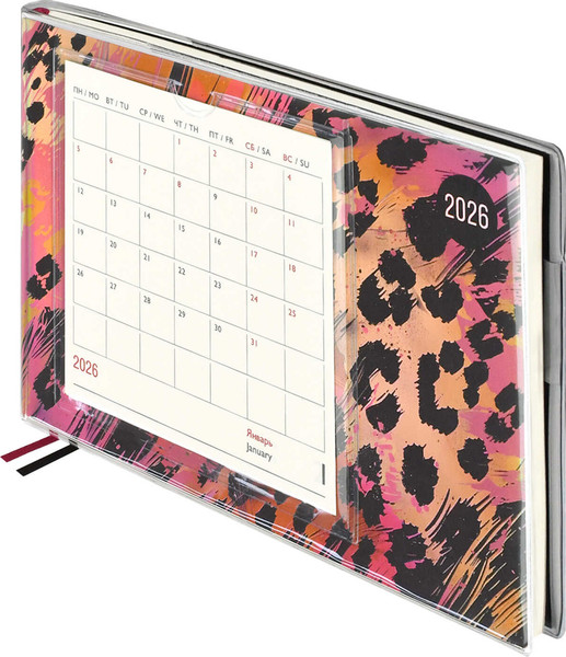 Изображение товара Еженедельник Escalada Леопард 2026 / 70349 (64л, розовый)