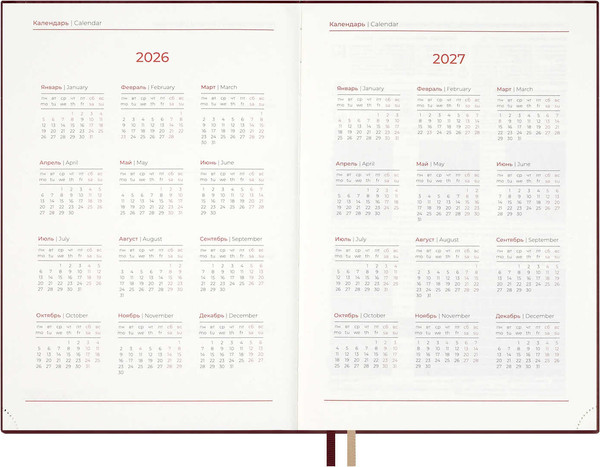 Изображение товара Ежедневник Escalada Шеврет 2026 / 70210 (176л, бордовый)