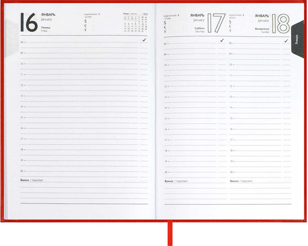 Изображение товара Ежедневник Escalada Наппа 2026 / 70286 (176л, красный)