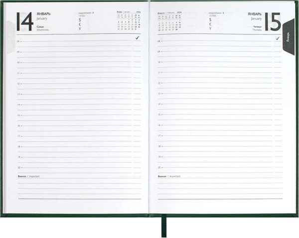 Изображение товара Ежедневник Escalada Наппа 2026 / 70287 (176л, темно-зеленый)