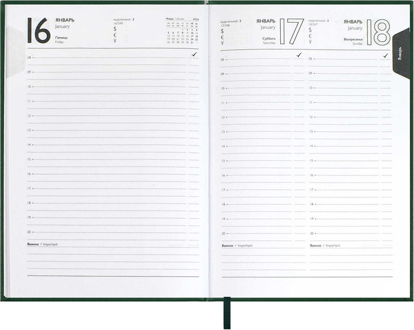 Изображение товара Ежедневник Escalada Наппа 2026 / 70287 (176л, темно-зеленый)